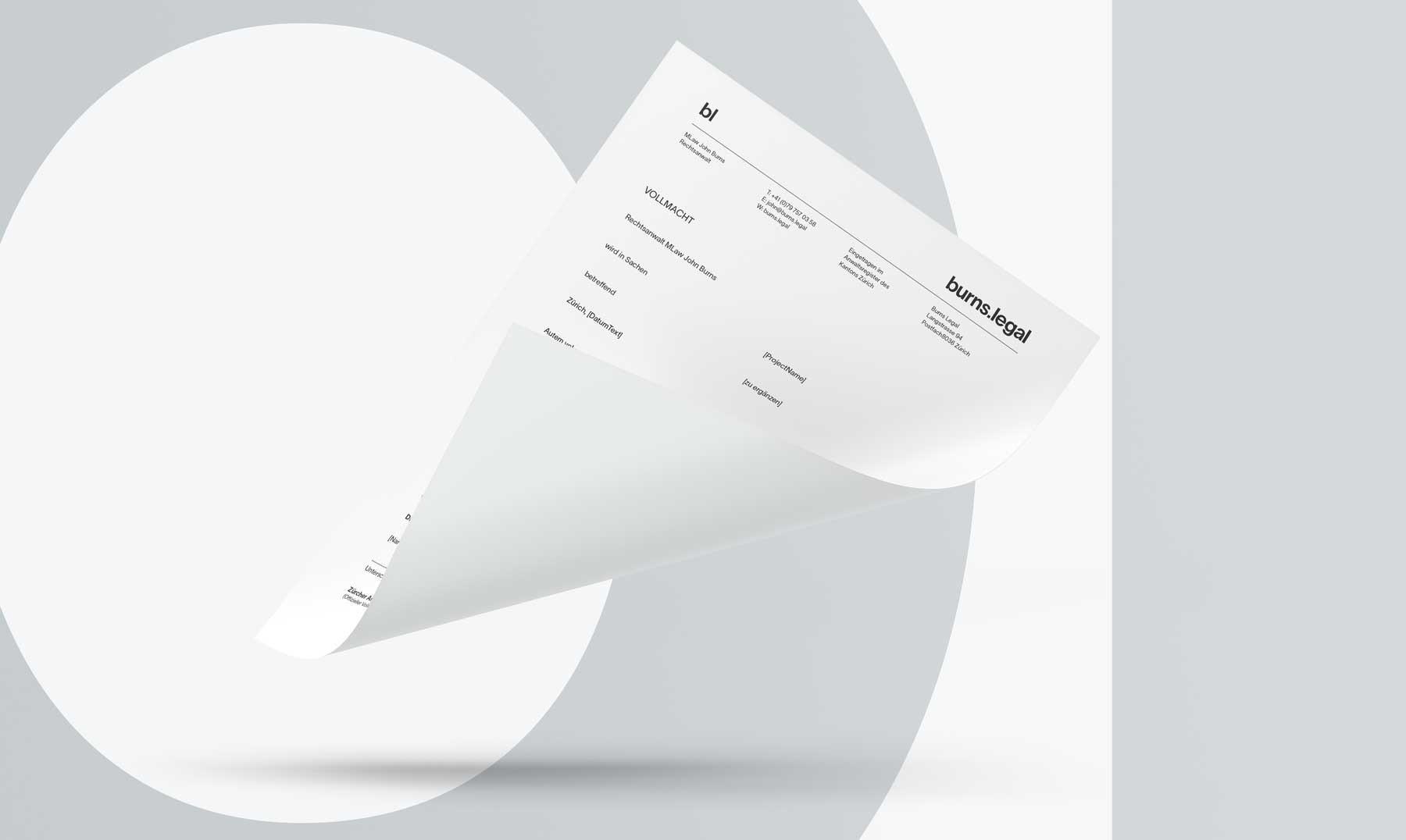 Burns Legal letterhead and stationery design