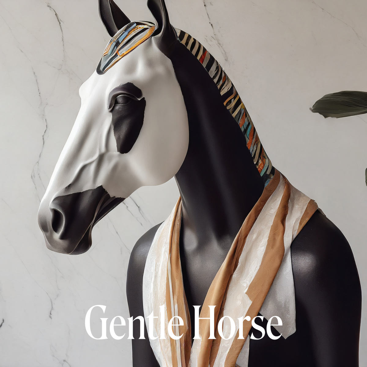 Gentle Horse identity artwork with a black and white horse illustration